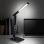 WO45B Led stolová lampa s displejom 9W, čierna imitácia koža
