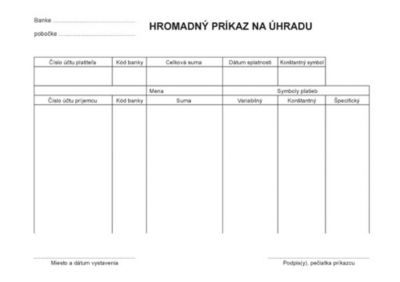 122 Príkaz na úhradu - hromadný