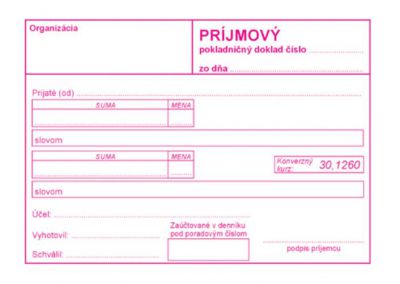 193 Príjmový pokladničný doklad bez DPH -100 listov